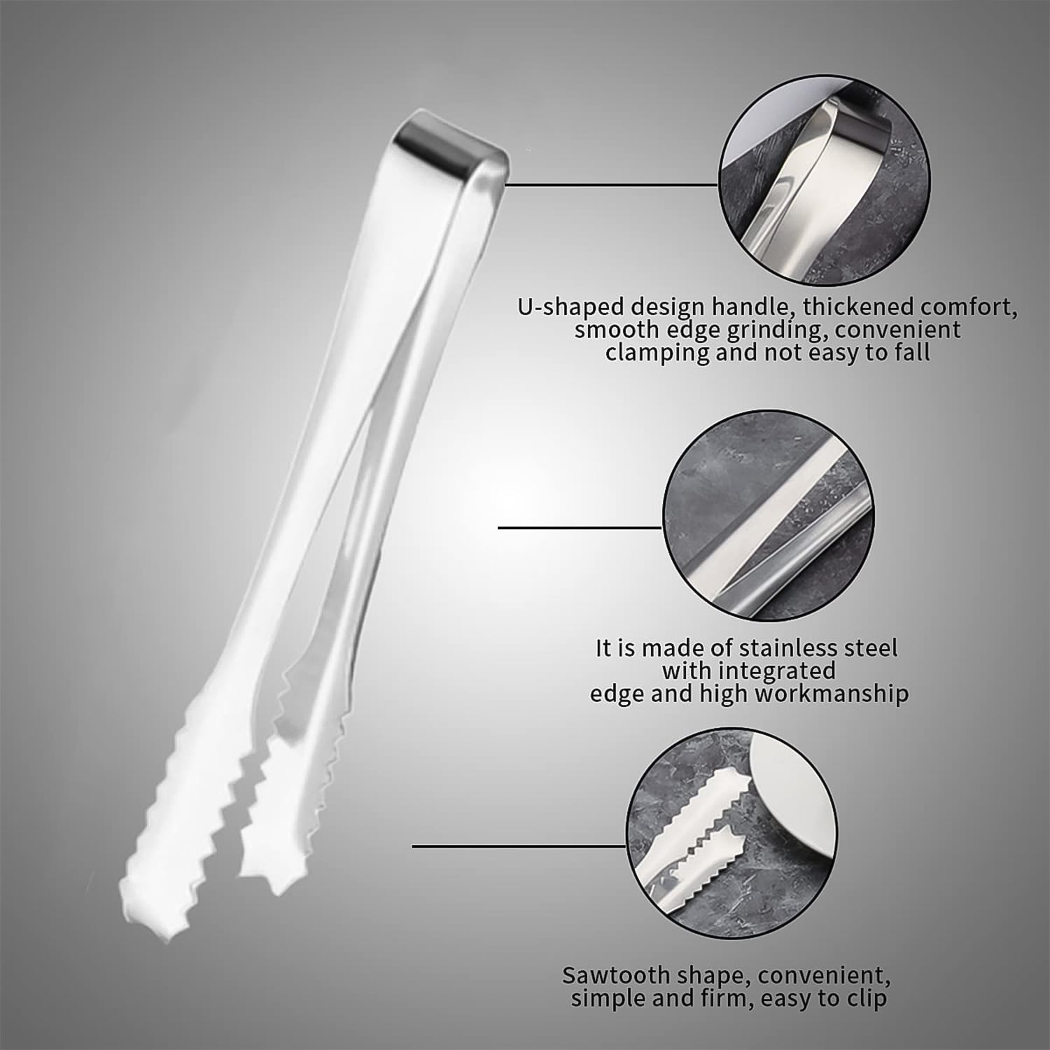 Stainless Steel Tong For Lifting Ice Cubes Sugar Cubes  Serving Tongs (13 Cm  1 Pc) Stainless Steel Tong For Lifting Ice Cubes Sugar Cubes  Serving Tongs (13 Cm  1 Pc)